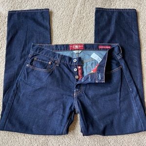 Lucky Brand men’s button fly dark wash jeans 33x30